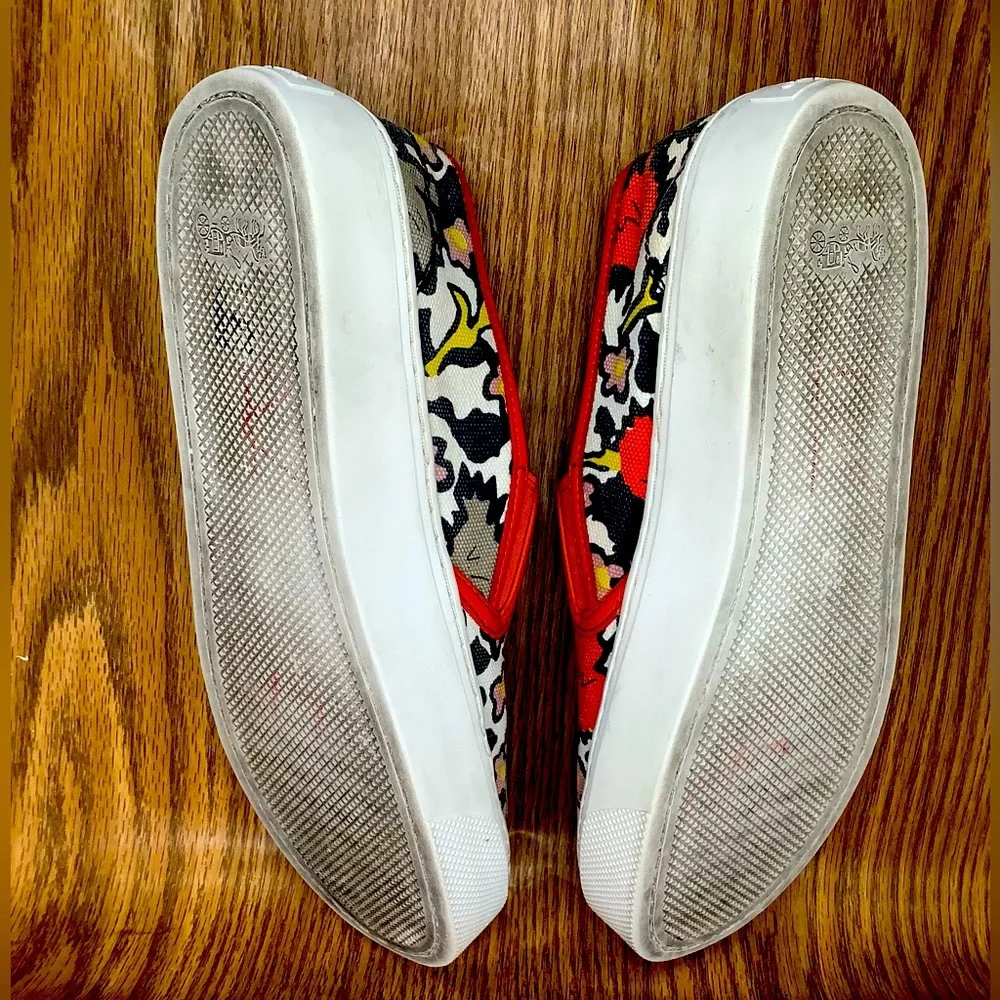 COACH Cameron Brown & Red Floral Tennis Shoes Slip-On Size 8 - Picture 4 of 4
